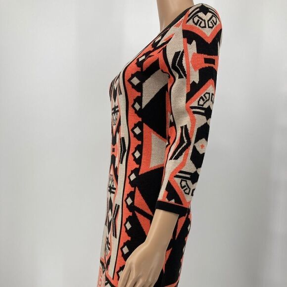 Luv Knit Casual Dress Multicolor Geometric Print Size M - Picture 3 of 10